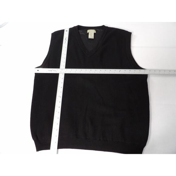 Vtg Cutter & Buck Sweater Vest Black XL Merino Wool Pullover V Neck Lined Golf - Picture 6 of 9